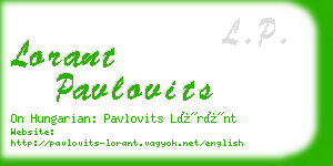 lorant pavlovits business card